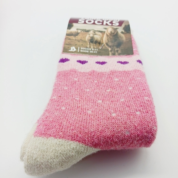 ⚫️ 12 Lamb Wool Crew 'Valentines Day Heart' Winter Boot Socks Size 9-11… - Picture 5 of 13